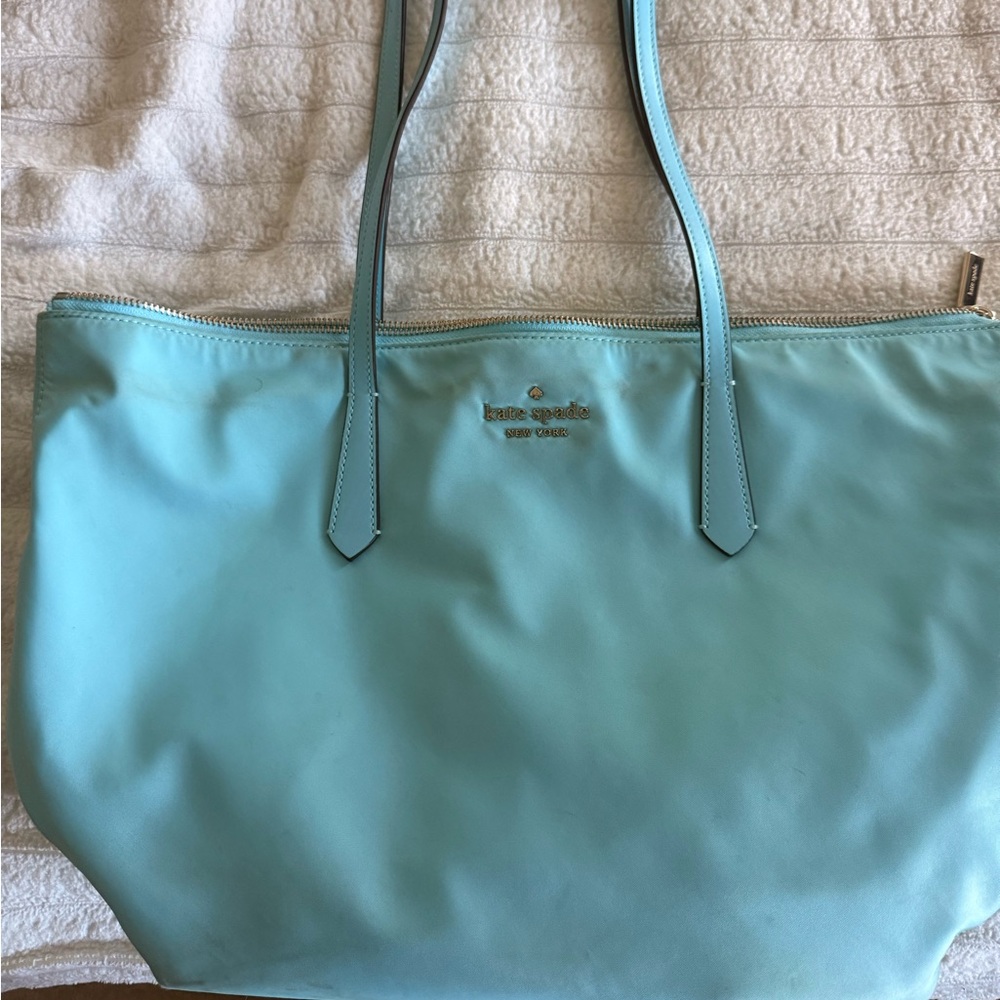 kate spade mint blue nylon tote bag